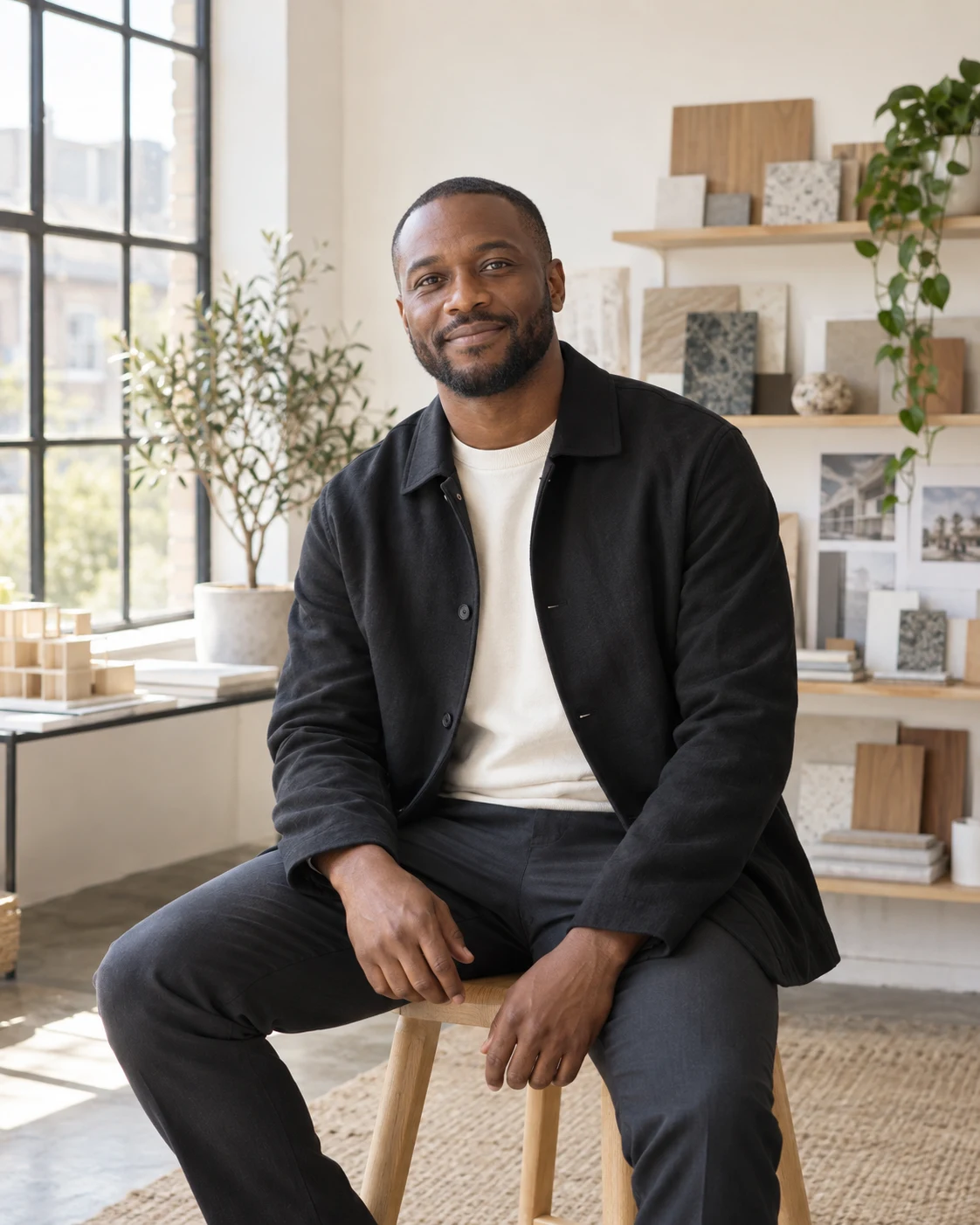 Alex Morgan, fictional property advisor, seated in a bright studio